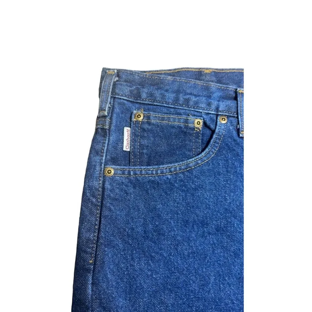 Vintage Carhartt B21DST Mens Relaxed Fit Flannel Lined Denim Jeans 46x32